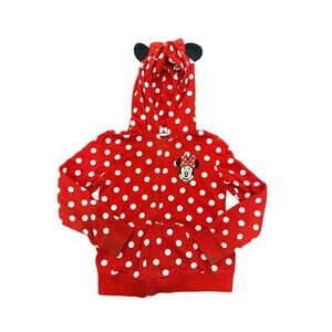 Disney Girls Sz 9 Minnie Mouse Full Zip Hoodie with Mose Ears and Polka Dots